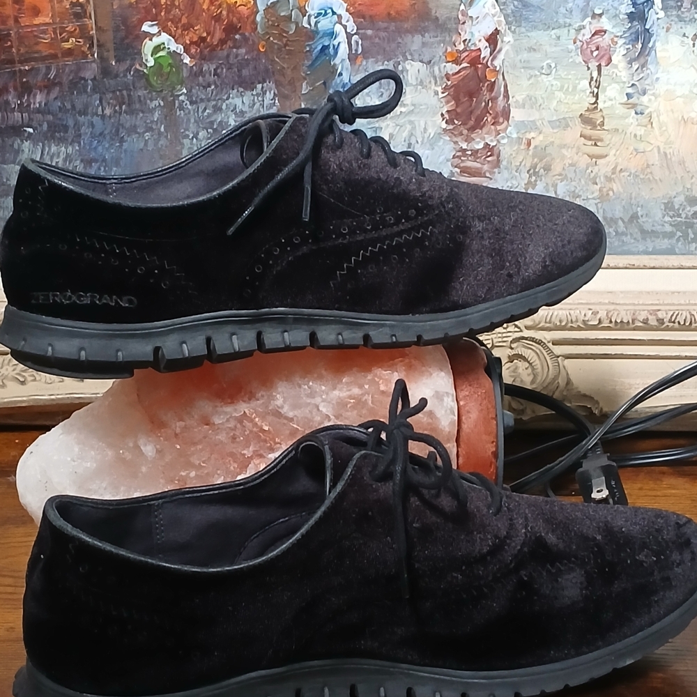 Cole Haan Black Velvet Oxfords 8.5 - Picture 3 of 6